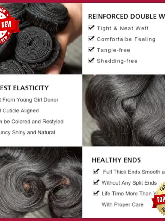 12A Grade Human Hair Extensions 16-22 Inch Body Wave Quick Weave main image 6